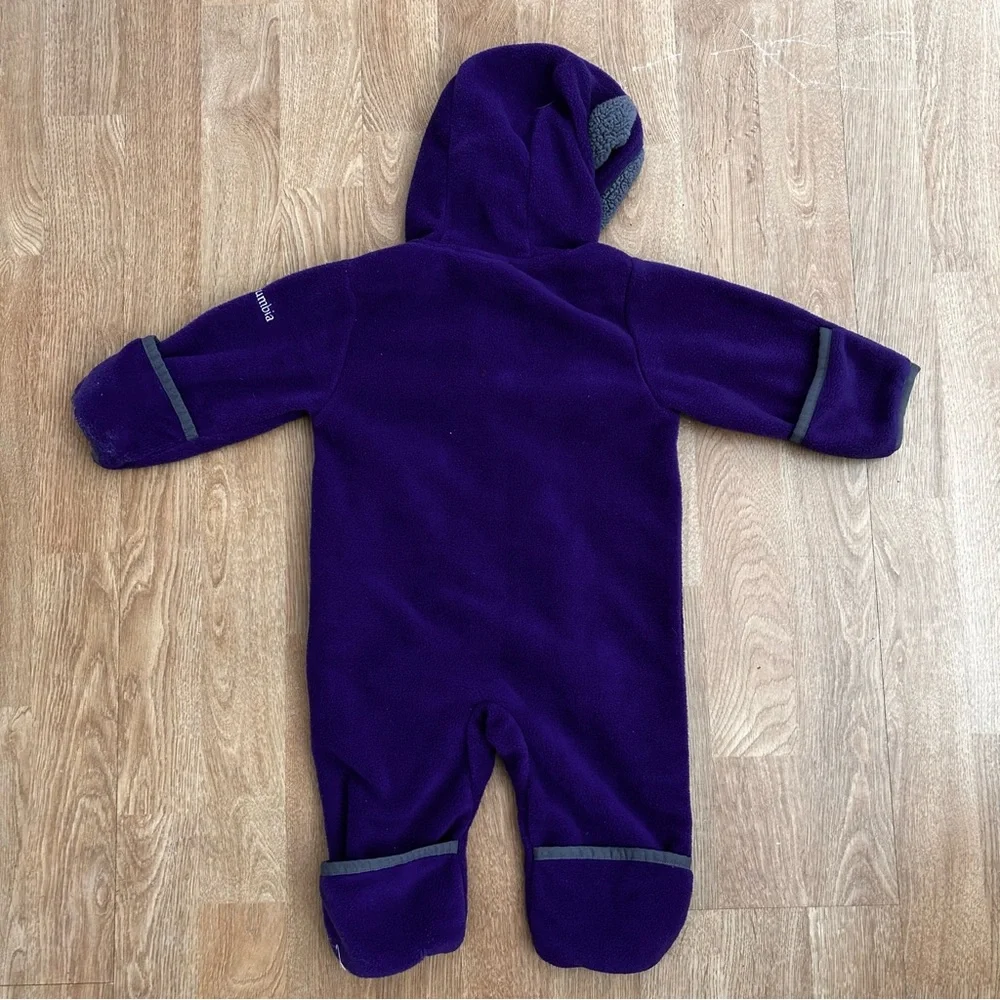 Columbia purple warm and cozy fleece baby onesie